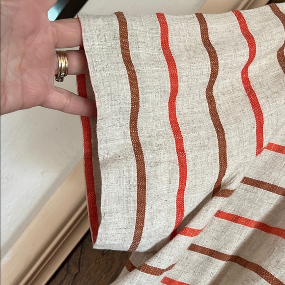 Ulla Popken orange and Cream Striped V-Neck tunic Top linen blend - Picture 5 of 8